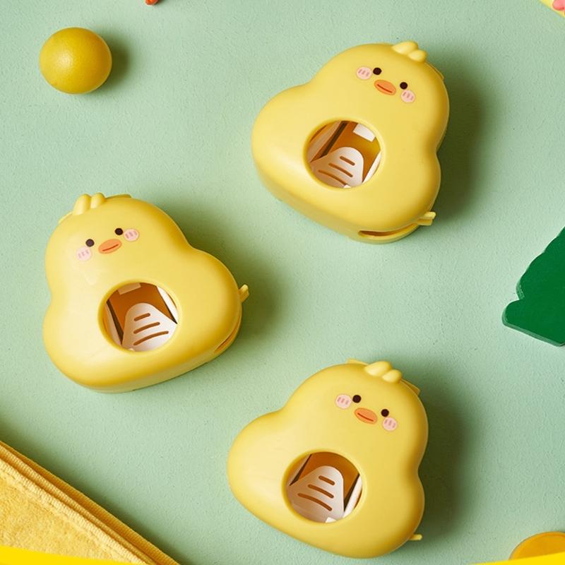 Cute Duck Design Toothpaste Squeezer Wall Mounted Space Saving Auto Dispenser Toothbrush Holder Rack For Home Bathroom