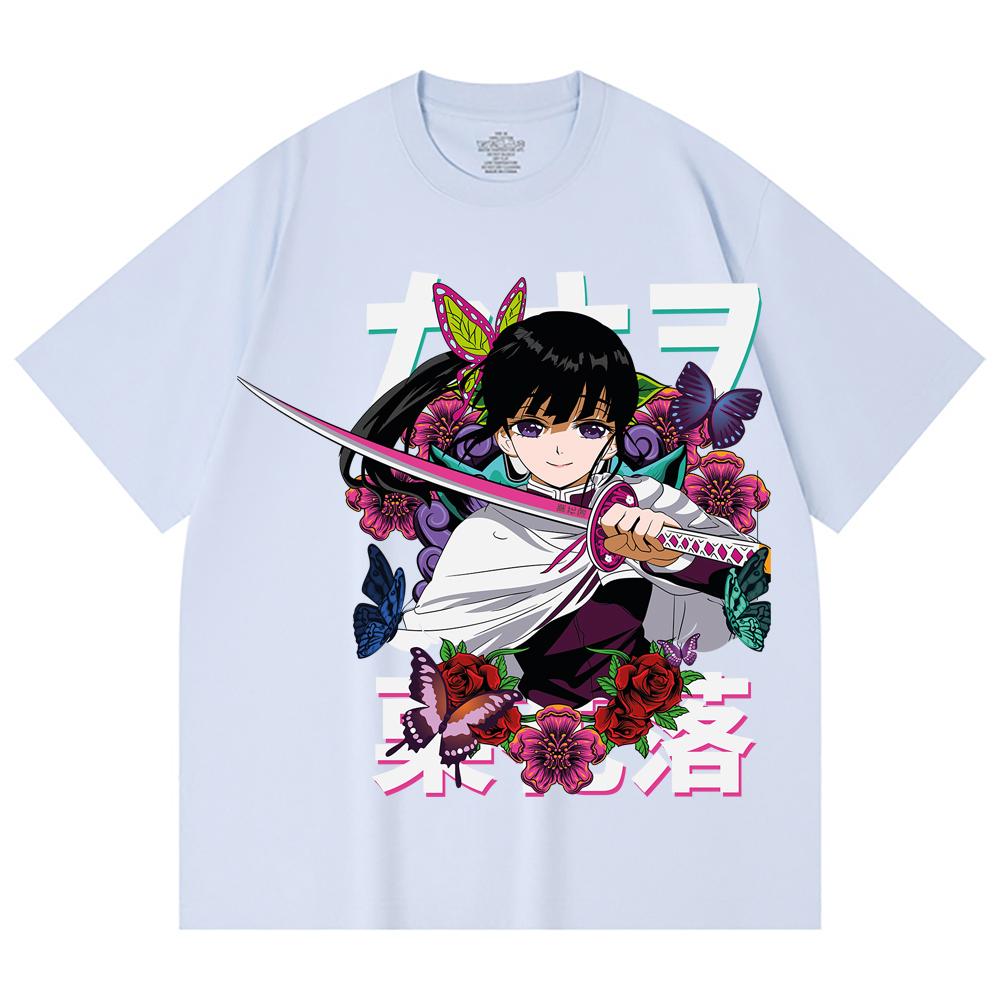 230 Gsm 100% Cotton Demon Slayer V99 Kanao Print Unisex Heavy Cotton T Shirt