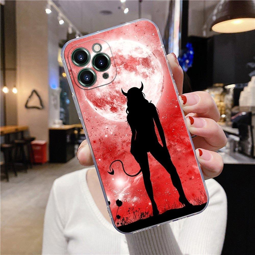 Przezroczyste etui na telefon do Apple iPhone 12 11 13 Pro Max mini XS X XR 7 8 Plus SE Etui pokrywa Gorętsze niż piekło Seksowna kobieta diabeł