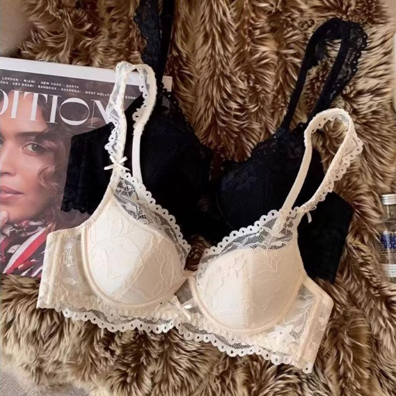 Soutien-gorge sexy en dentelle pour sous-vêtements pour femmes, type ajustement à fermeture latérale, maintien supérieur, pour petite poitrine, montre les grands soutiens-gorge