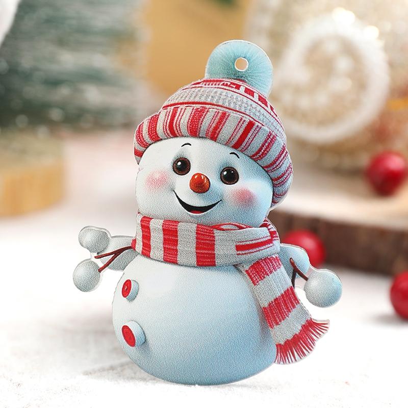 1/5Pcs 2D Acrylic Cartoon Snowman Hanging Xmas Tree Pendant for Christmas Decoration Navidad Home Decor New Year Party Gifts
