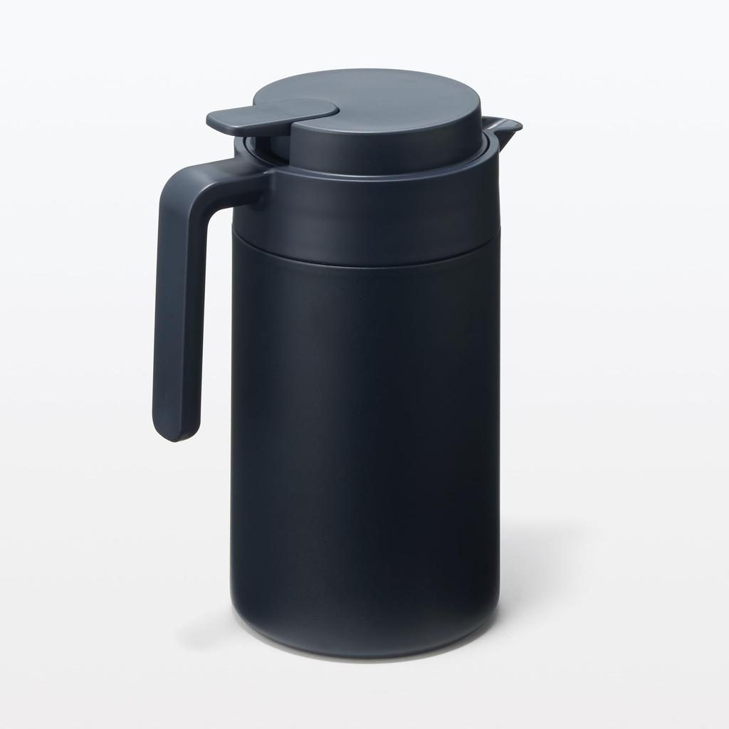 MUJI Insulated Tabletop 84334566 Wide-Mouth, Easy-to-Wash Pot, Black, 1.3L,