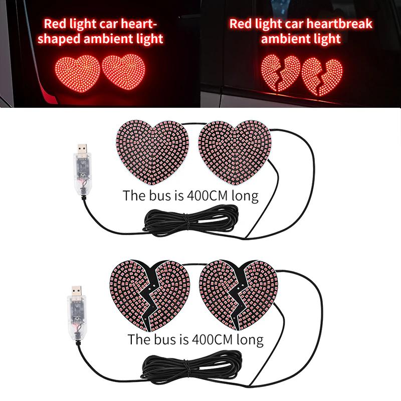 Car mood light, car atmosphere light, USB love LED light, warning light for heartbreak after a breakup Accessories