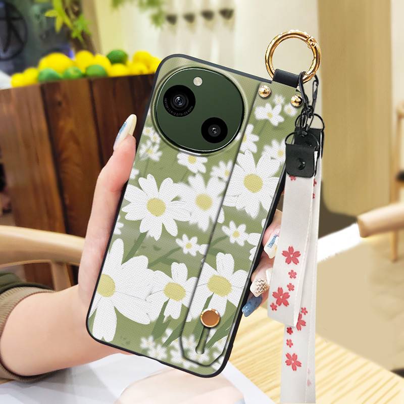 Wrist Strap Waterproof Phone Case For Sharp Aquos R9/SH-51E Oil Painting Anti-knock Ring Durable Kickstand Soft case