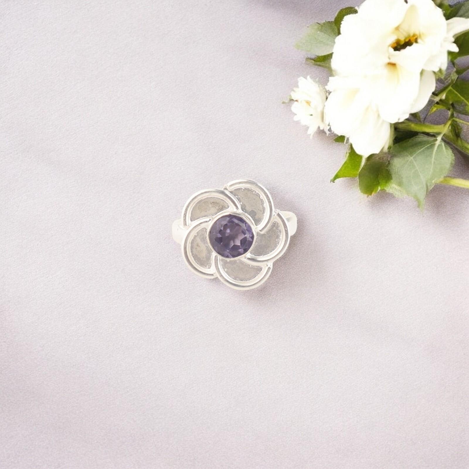 

Natural Iolite Gemstone Ring 925 Sterling Silver Handmade Jewelry Women Rings RR-51-7 13