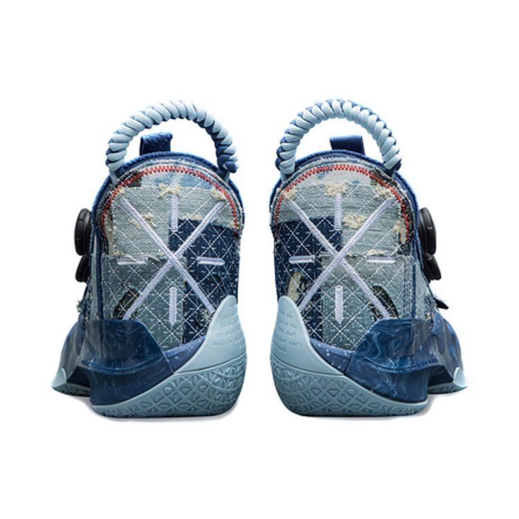 Li Ning WOW 8 Moment Cushioning Slip Resistant Abrasion Resistant Mid top Performance Basketball Shoes Men's Black Blue ABEP001-6
