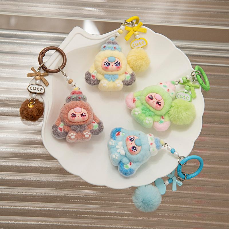 Cute Plush Keychains Party Gifts Kawaii Keychain Phone Chain New Year Xmas Party Favors Gift Baby Face Cute Aesthetic Keychain