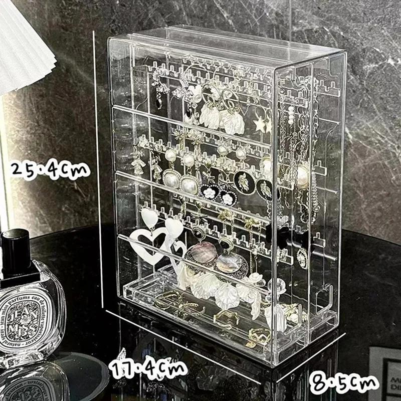 Transparent Jewelry Storage Box Earring Organizer Necklace Ring Stand Acrylic Holder Large Women Trinket Boxes Display Case