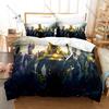 Cool Icon FF Warrior Character Graphic Free Fire Gaming Bedroom Decor Bedding Duvet Cover + 2 Pillowcases Mobile Game Fan Room D