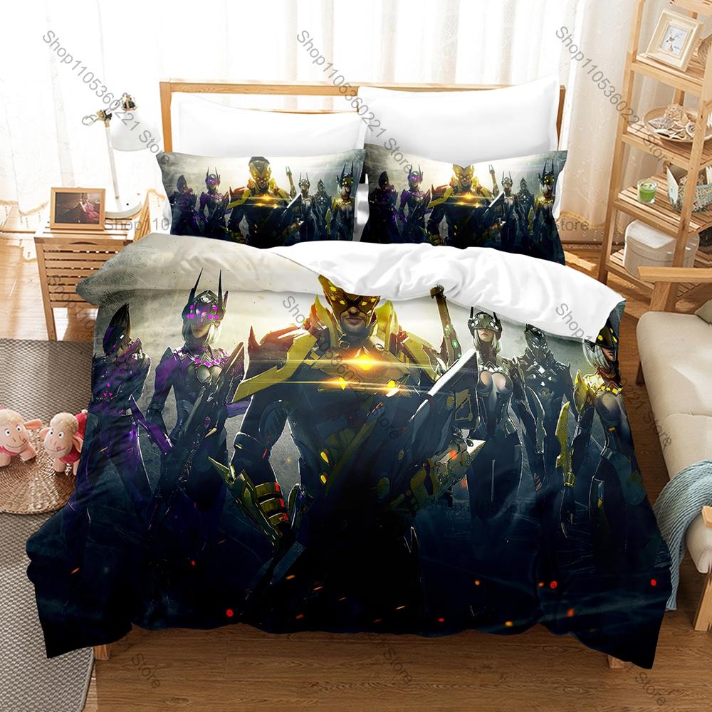 Cool Icon FF Warrior Character Graphic Free Fire Gaming Bedroom Decor Bedding Duvet Cover + 2 Pillowcases Mobile Game Fan Room D