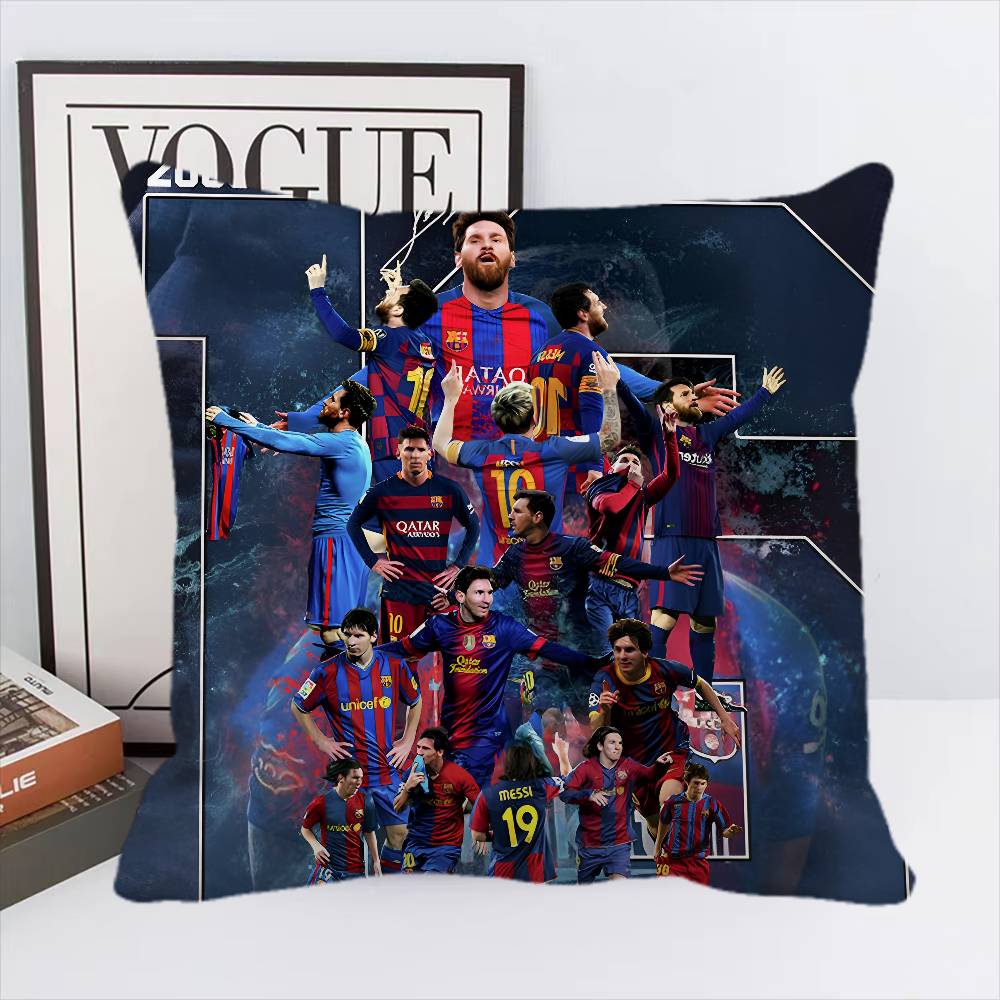 Federa Cuscino Stella del Calcio L-Lionel M-Messi Quadrato Camera da Letto Divano Comfort per il Tempo Libero Cuscino Auto Soggiorno Decorazione per la Casa