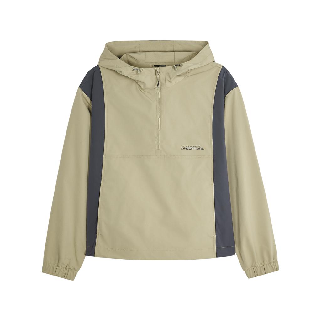 Skechers Logo Letter Pattern Color Block Outdoor American Vintage Spliced Casual Sports Hoodie Women Hoodies Olive L424W036-04PK
