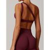 Sloping Shoulder Beauty Back Sports Underwear Women Shockproof Push up Sexy Workout Clothes Running Bra Outer Wear One Shoulder Yoga Vest