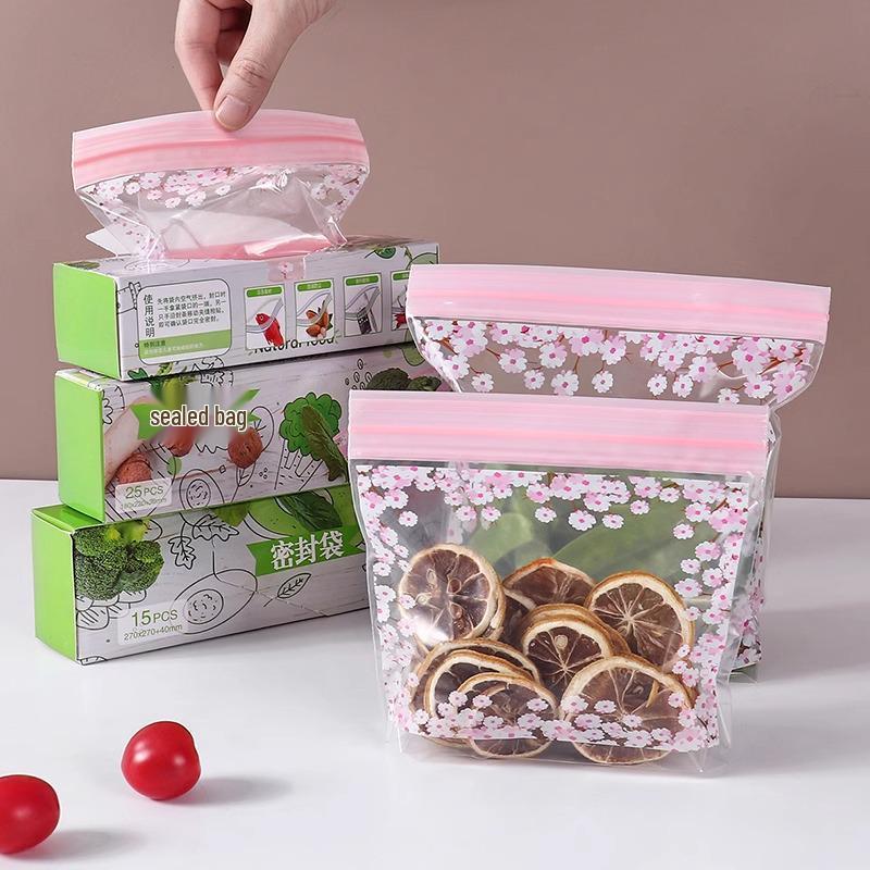 Slider Lock Fresh-Keeping Bags: Thick, Self-Sealing, Heat-Sealable Storage for Refrigerator and Freezer Use.