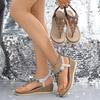 Fashion 2025 New Women's Thick Platform Wedge Sandals Fashion Trend Diamond Leisure Leather Sandals Bohemian Style Bohemian Roman Shoes