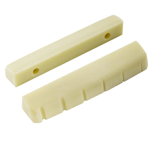 Musiclily Pro 44mm Urea Resin Plastic Pre-Grooved Nuts for Gibson-Style 6-String Les Paul Guitars, Flat Bottom, Ivory (Set of 2)