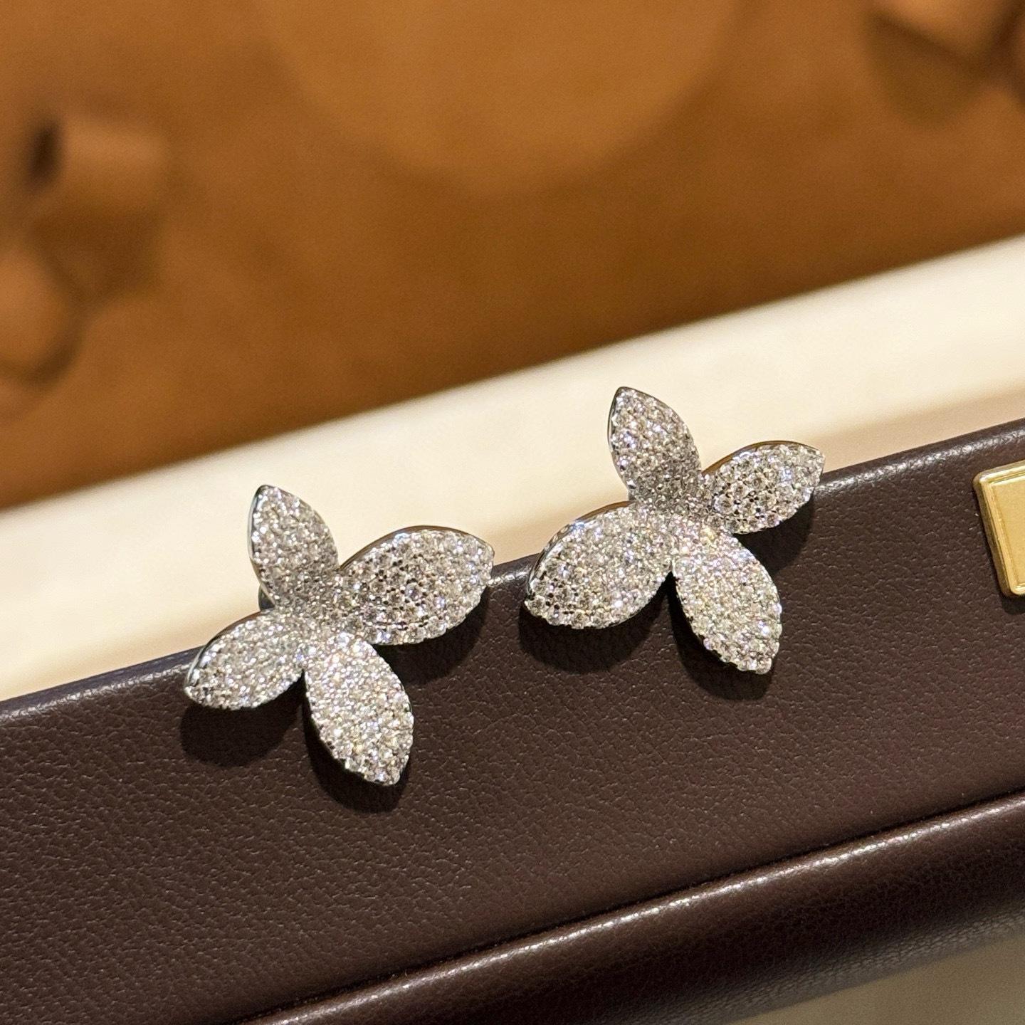 

New Vintage 100% Pure 925 Sterling Silver Earrings Full Pave 5a Zircon Flower Ear Stud For Women Luxury Fine Jewelry белый