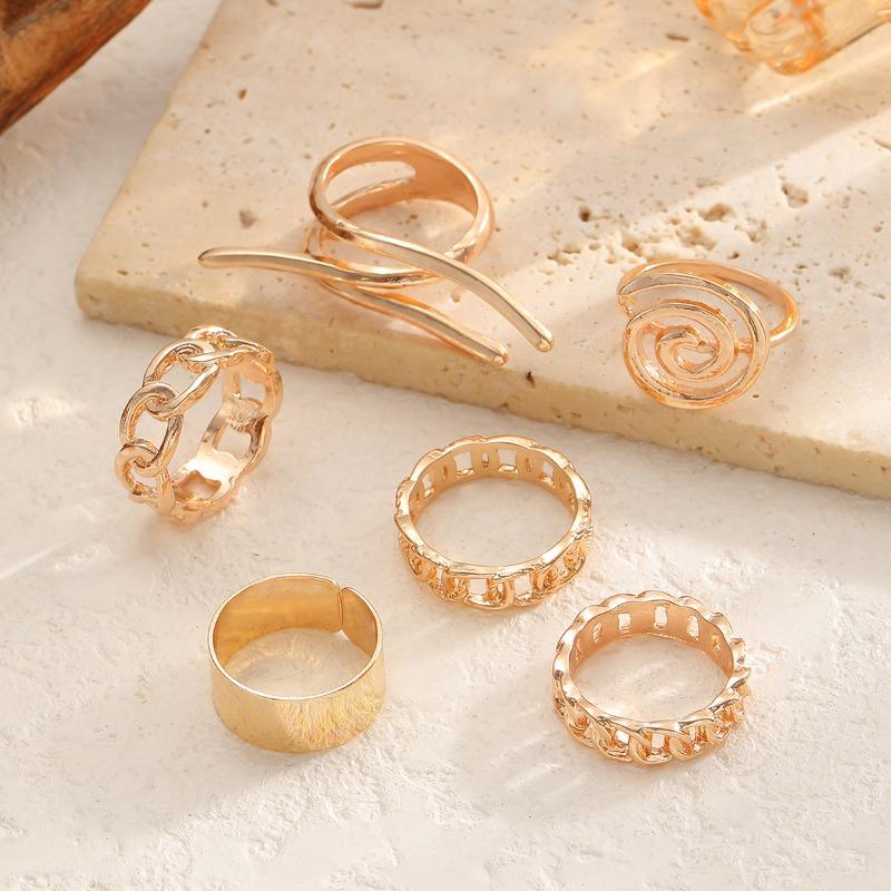 

Glossy plain ring ring jewelry women s geometric modeling electroplating wind personalized joint ring set