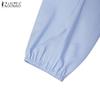 ZANZEA Kvinner Casual Falsk Todelt Chiffon Patchwork Langermet Lang Kjole