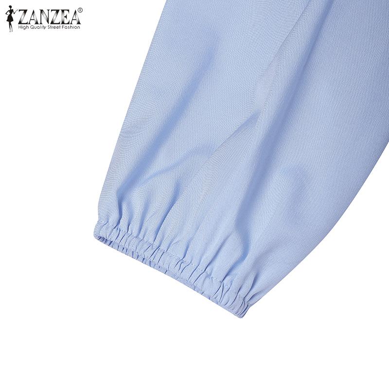 ZANZEA Kvinner Casual Falsk Todelt Chiffon Patchwork Langermet Lang Kjole
