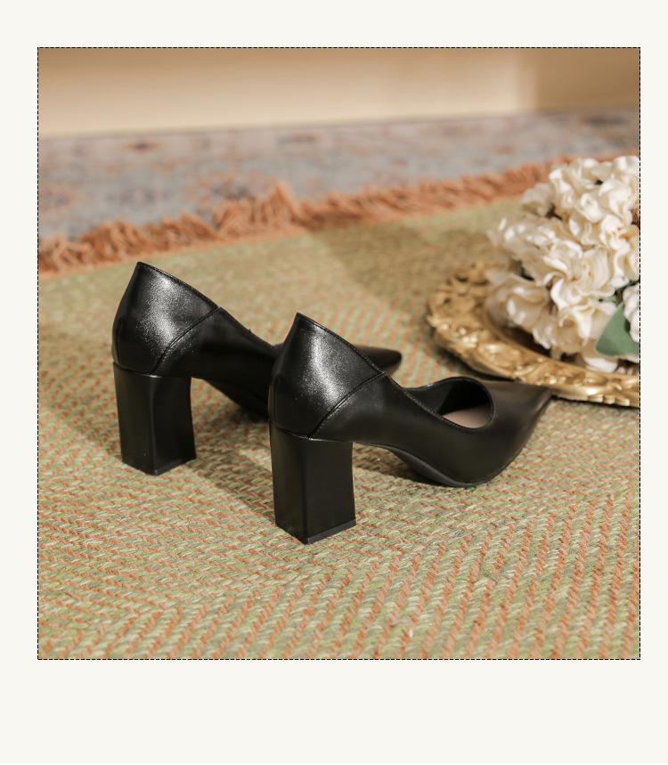 Fuxing Dámské 2025 Robustní podpatek Francouzský styl Vysoké podpatky k sukním - Pohodlné jarní a podzimní pracovní boty