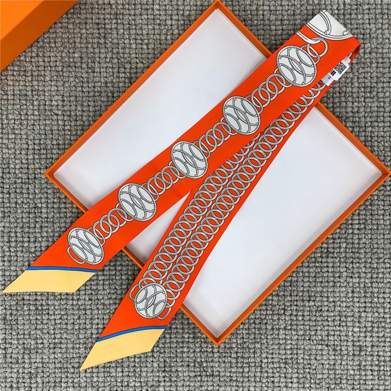 POBING Satteldruck 18m/m Twill Seidenschals Damen Luxusmarke Schal Taschenbänder Krawatte Kopftuch Kleiner Langer Schmaler Schal 86*5CM