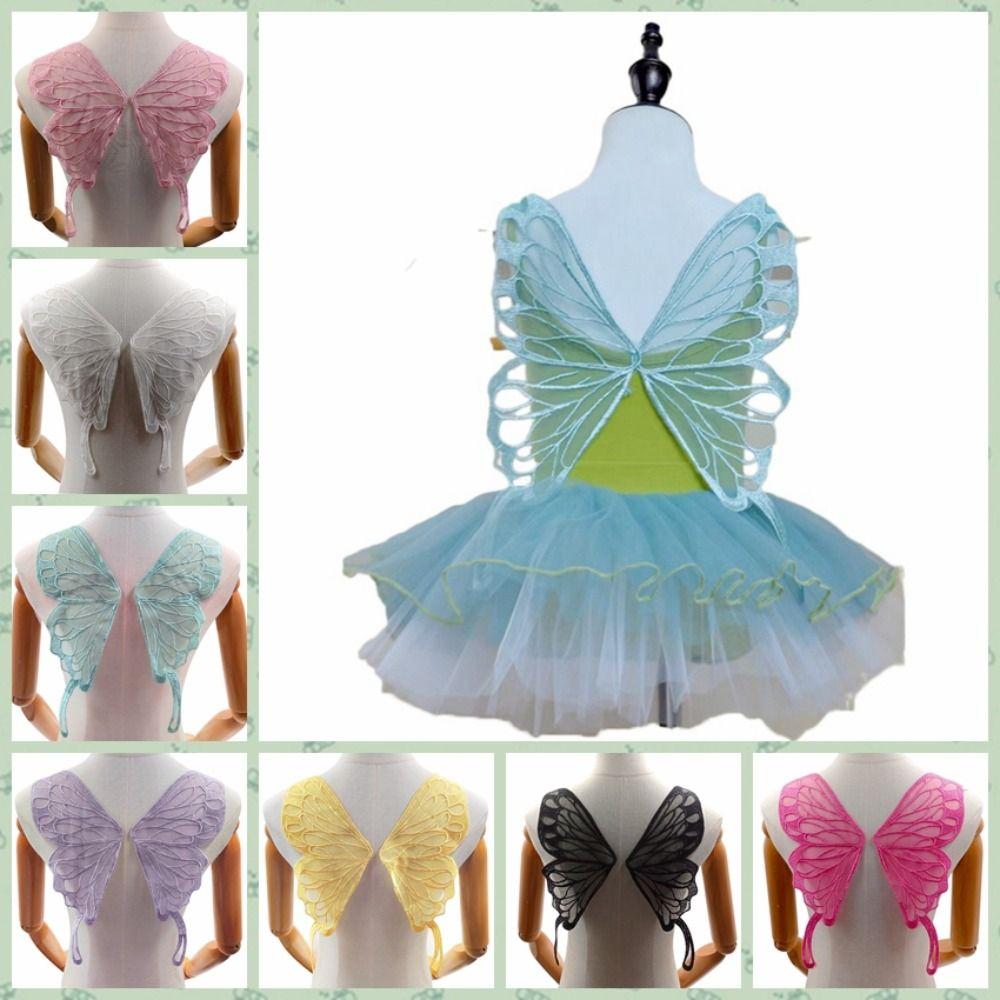 Lace Fabric Butterfly Wings Appliques Tulle 3D Wings Patch Butterfly Wings Patch  Garment Sewing