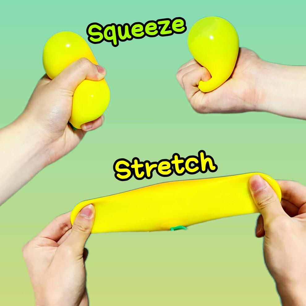 Žlutá broskev Squishy stresový míček pro dospělé a děti, měkká pružná ovocná mačkací hračka pro úlevu od úzkosti