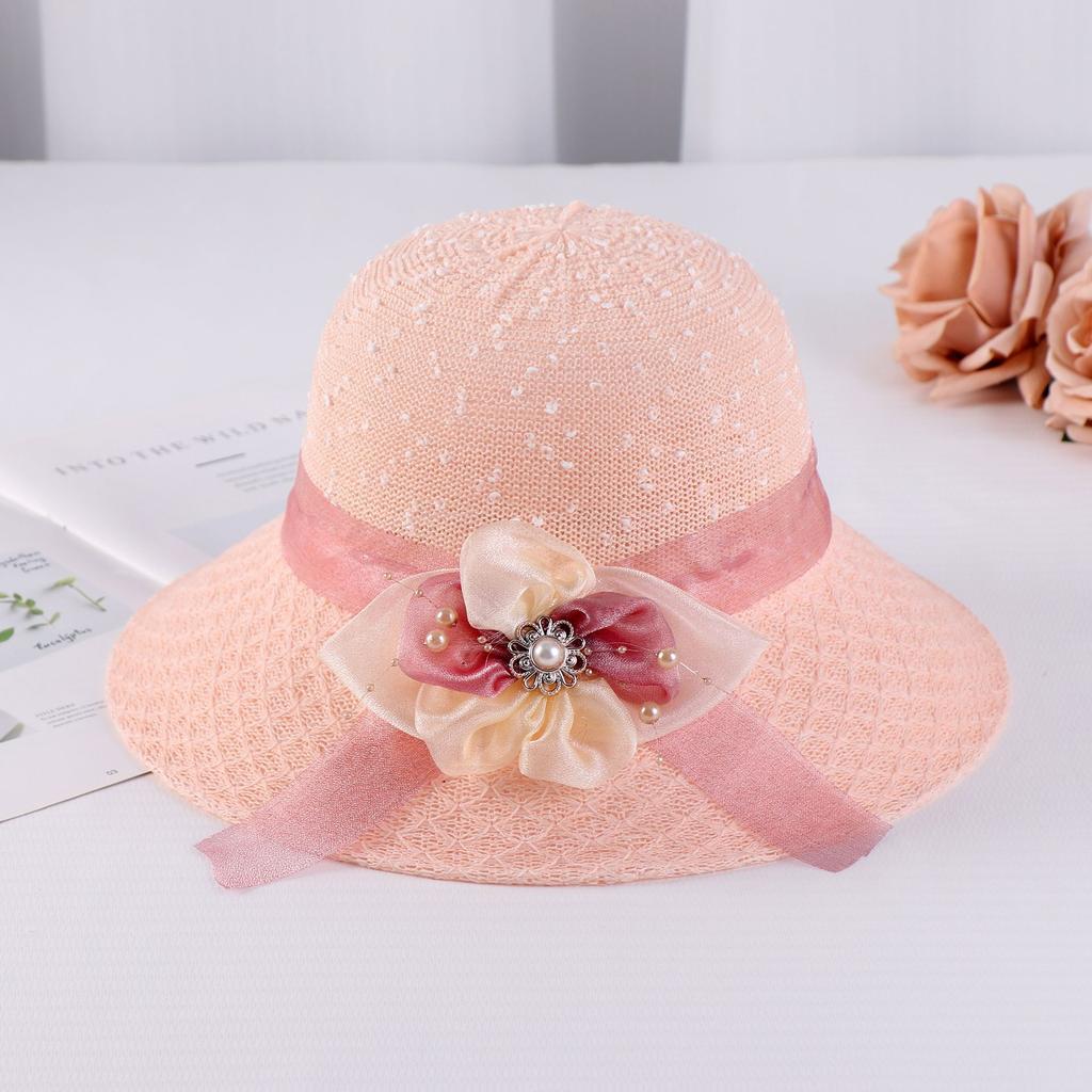 Summer New Women's Knitted Sun Hat Sunshade Hat Breathable Travel Flower Mom Fisherman Hat