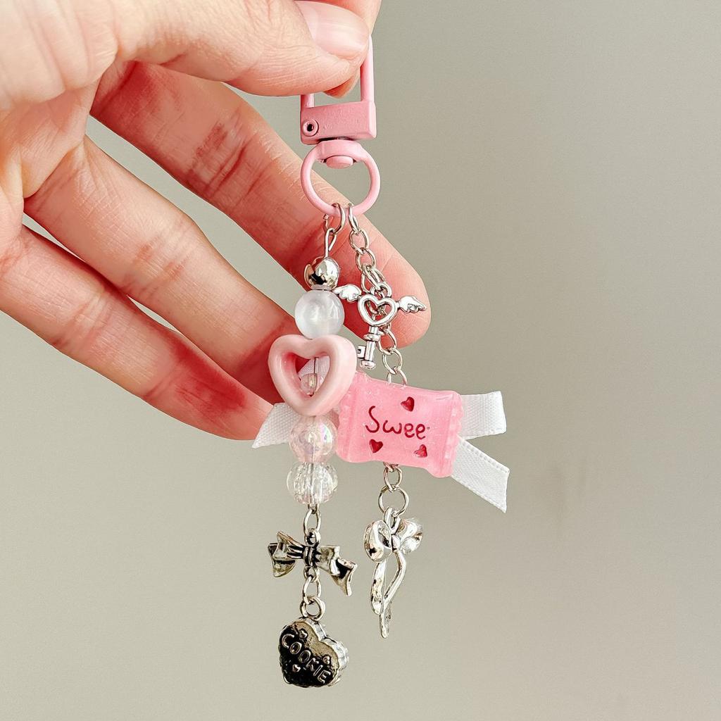 Acrylic Candy Bow Ceramic Bead Sweet Design Exquisite Backpack Car Key Cell Phone Accessories Exquisite Gift Bag Charm