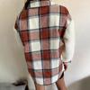 Women Winter Casual Fashion Classic Long Sleeve Lamb Wool Coat Plaid Coat