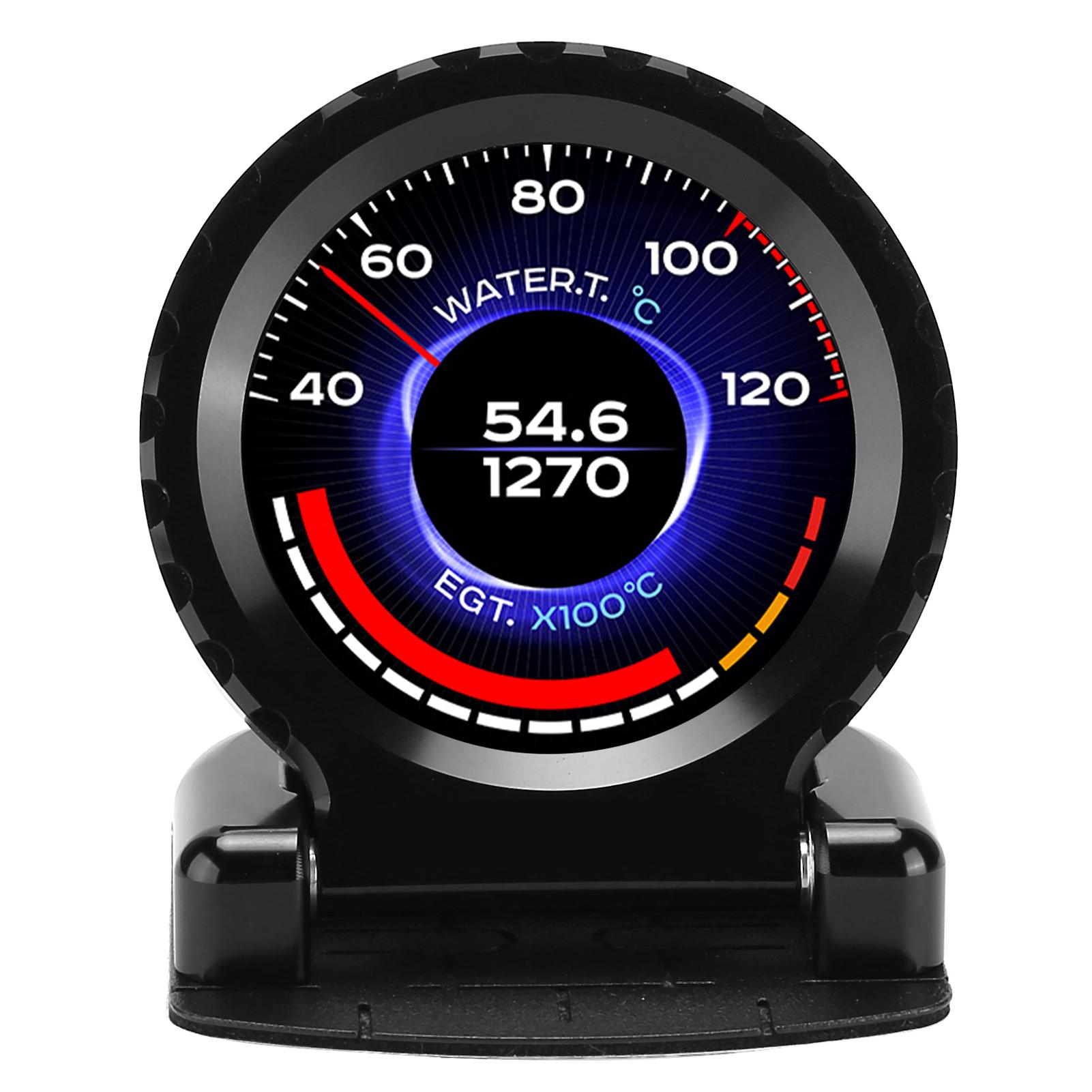 

Cammus Смарт-OBD2 датчик 2-го поколения ЖК-дисплей Датчик наддува турбины Температура воды Об/мин Температура масла Давление масла Вольтметр Черный