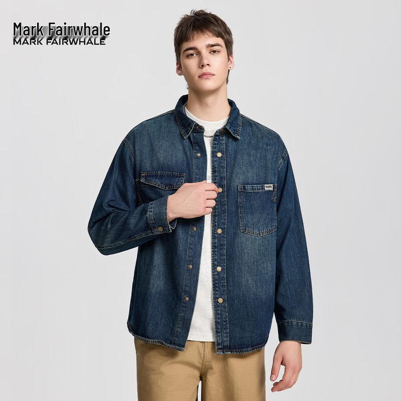Mark Fairwhale Men's American Retro Washed Denim Shirt Jacket