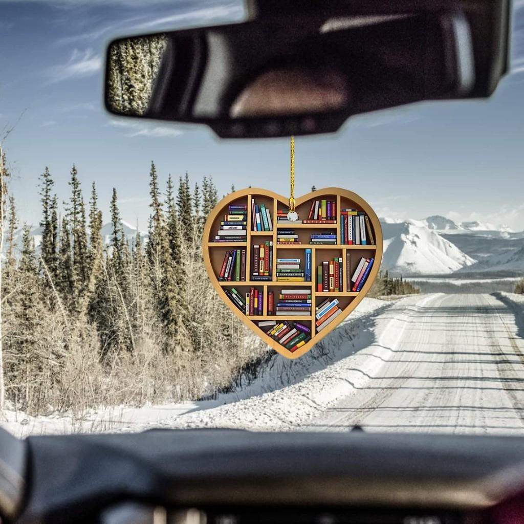 Modern Heart Shaped Acrylic Decorative Ornament For Readers And Librarians Car Interior Decor