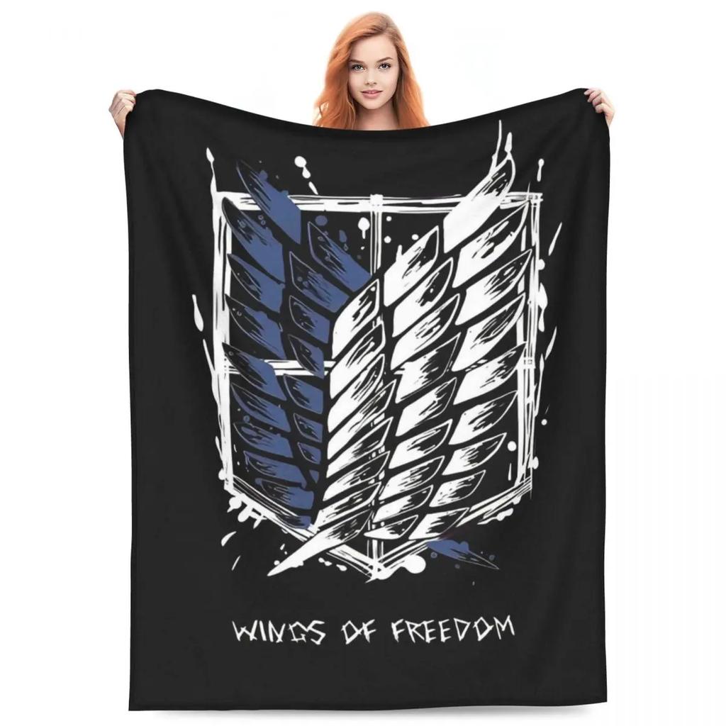 Attack On Titan Anime Manga Fleece Throw Blankets Action Blanket for Bedding Travel Lightweight Thin Bedroom Quilt
