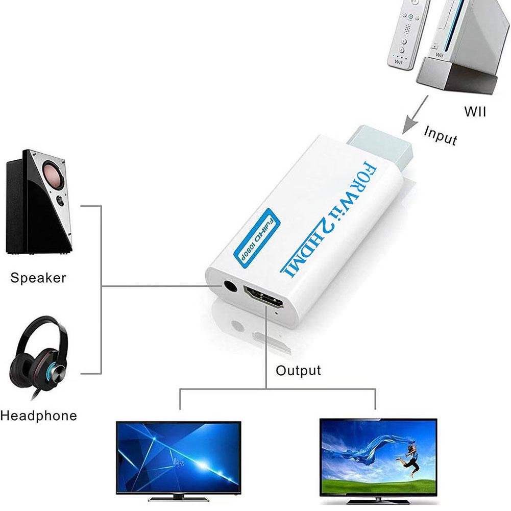 Full HD HDMI-Compatible Adapter For Wii Console Converter with 3.5mm Jack Audio Video Cable 720P For PC HDTV Monitor Display