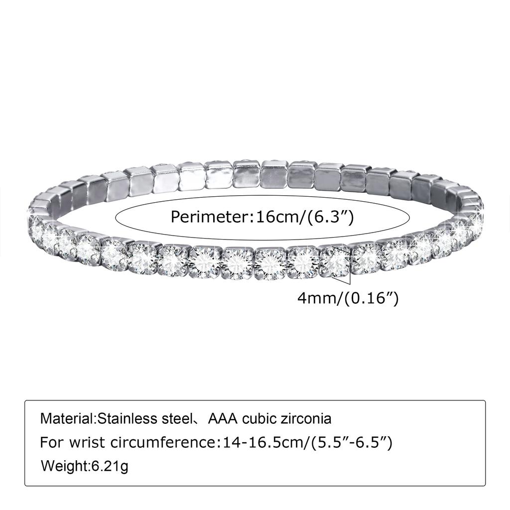 Women's Shine White Crystal Bracelet, Trendy Charm Tennis Chain Wristband, Wedding Party Gifts Jewelry Wholesale