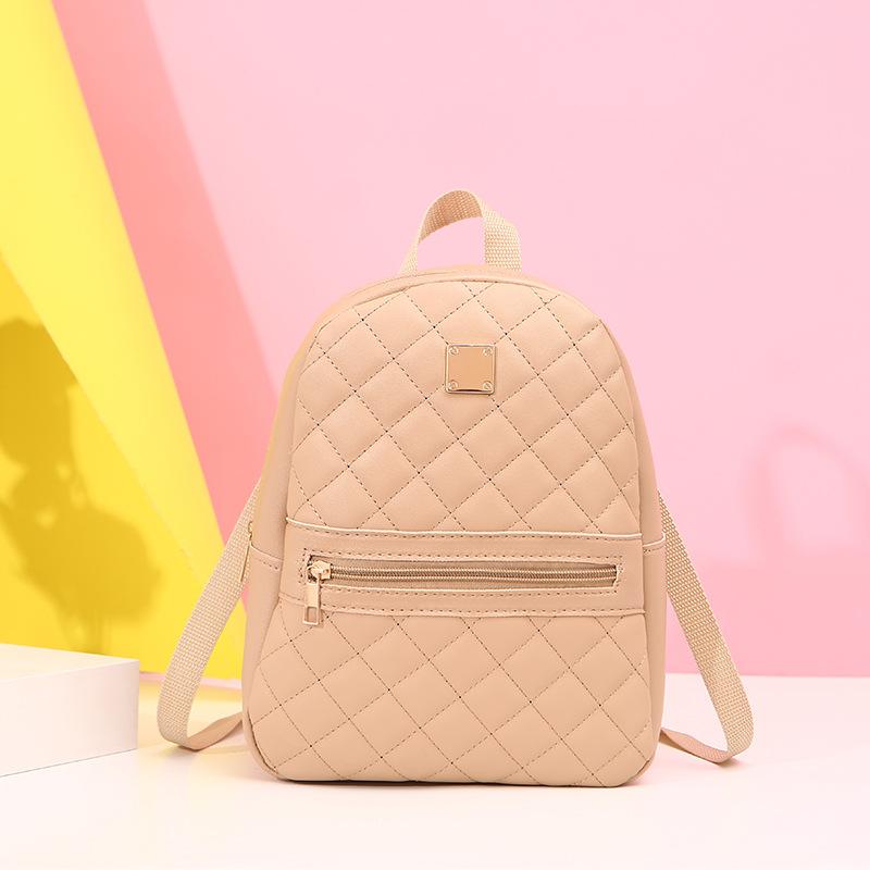 Embroidered Rhombus Large Women's Backpack New Zipper Large Capacity Versatile Polyester Lining Bag