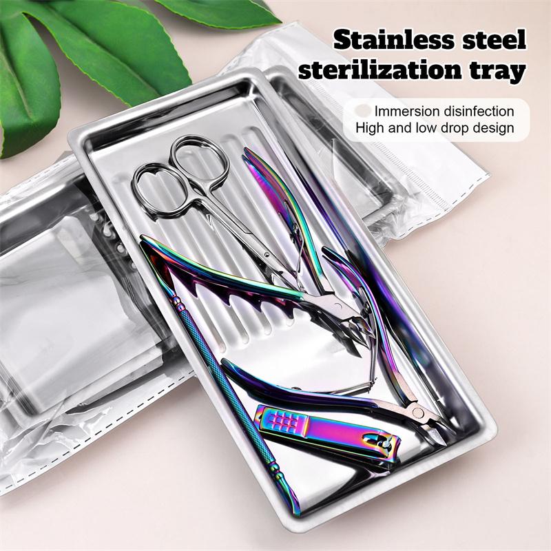 Manicure Tools Storage Tray Stainless Steel Storage Dish Nail Art Accessory Display Tray Tweezers Nail Clippers Container Plate