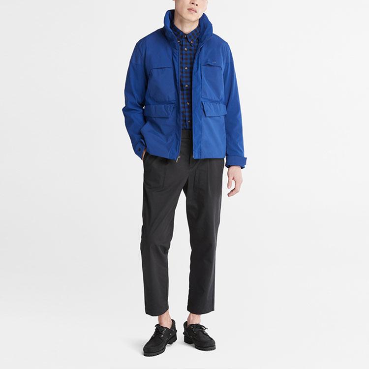 Timberland Solid Color Water Resistant Fleece Hooded Jacket Men Jackets Lead-Blue A69HS-CY5