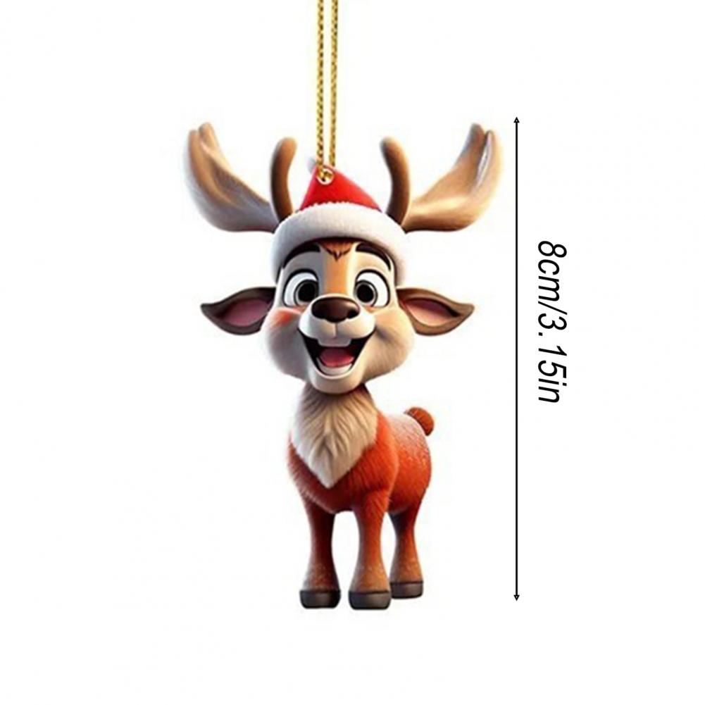 Reindeer Christmas Ornament Acrylic Elk Ornament Christmas Reindeer Ornament Set Cute Cartoon Elk Acrylic Decorations for Car