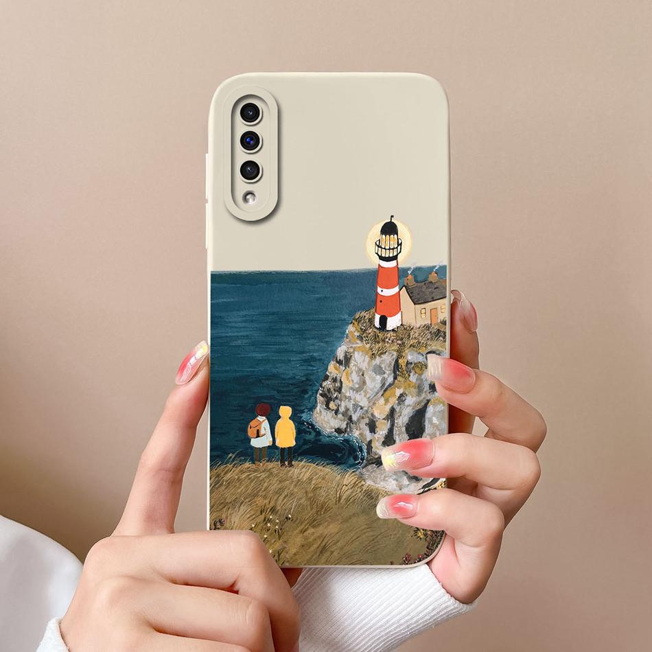 For Samsung Galaxy A50 A50S Phone Case Cartoon Liquid Silicone Full Coverage Anti Drop Shell For Samsung A 50 A50 S Bumper Funda