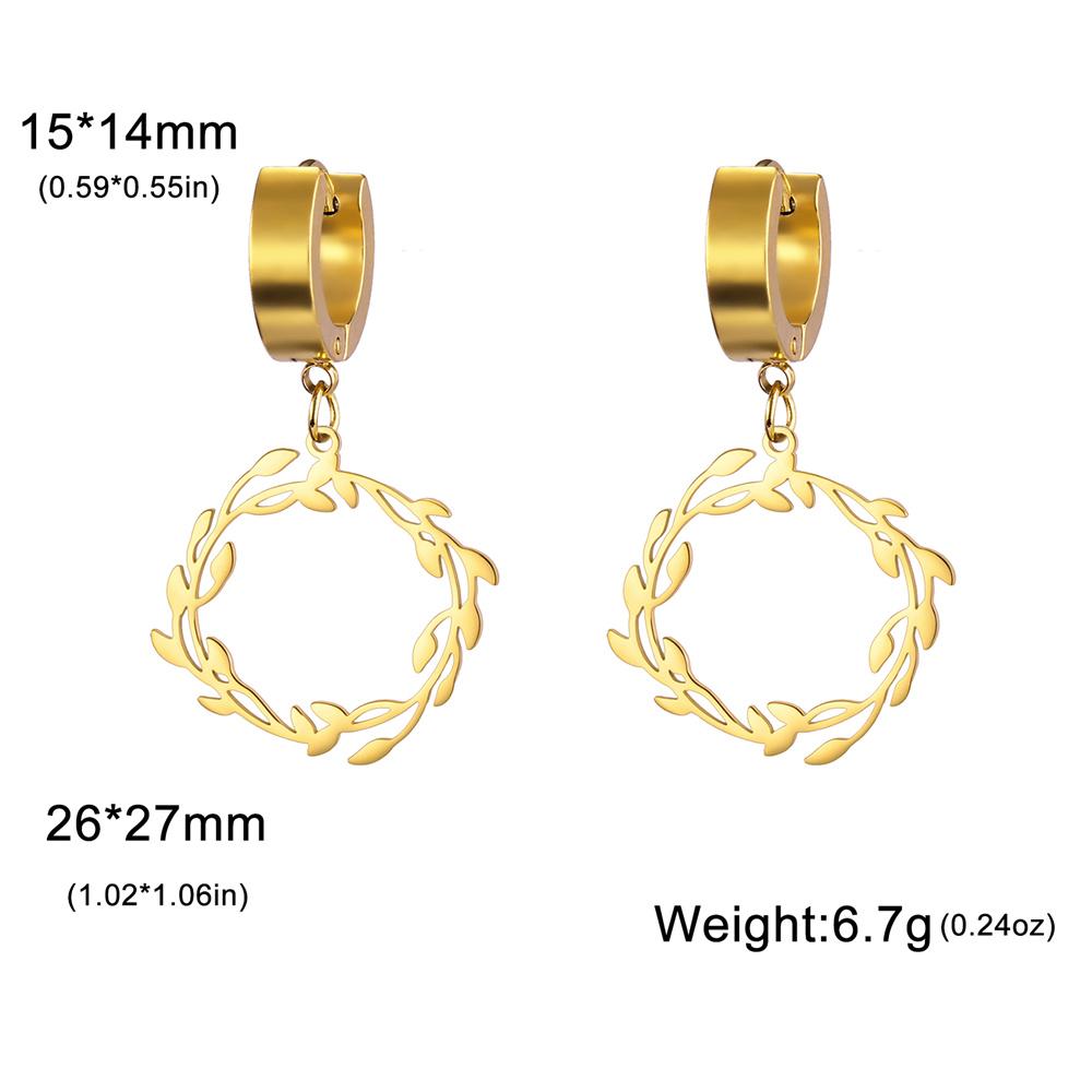 My Shape Olive Leaves Drop Earrings for Women Girls Stainless Steel Round Dangle Earring Jewelry Elegant Wedding Engagement Gift