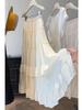 Women's High-Waist Ruffle Patchwork Skirt: Solid Color, Layered Long Hem for Spring/Summer 2026