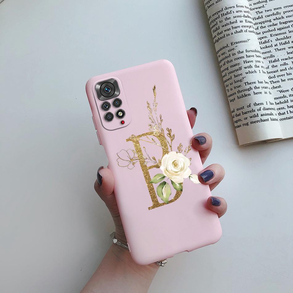 

For Xiaomi Redmi Note 11 Pro Case Luxury Custom Name Letter Alphabet Phone Case For Xiaomi Redmi Note 11 11S Note11 Pro 5G Cover Redmi Note 11S