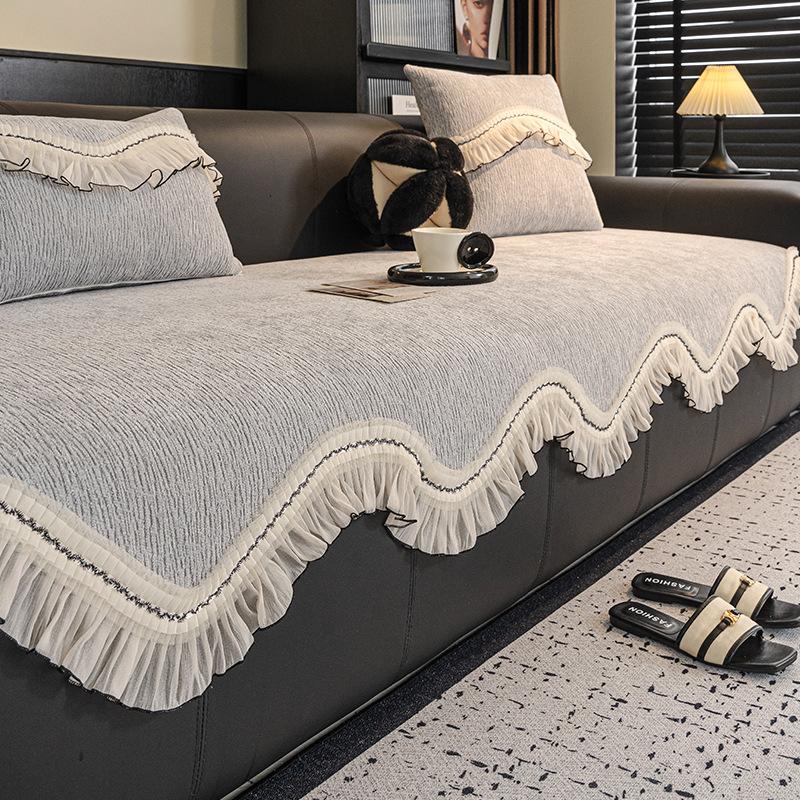 Premium Chenille Sofa Cushion Cover Anti-Slip Universal Shape Leather Sofa Pad All-Season Home Decor 70X70CM