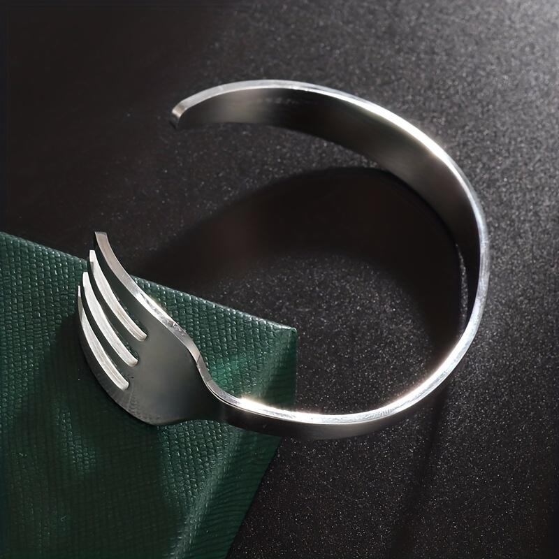 Stainless Steel Fork-Shaped Bracelet (1 Piece) - Avant-garde Punk Hip Hop Style Jewelry, Suitable for Both Men and Women