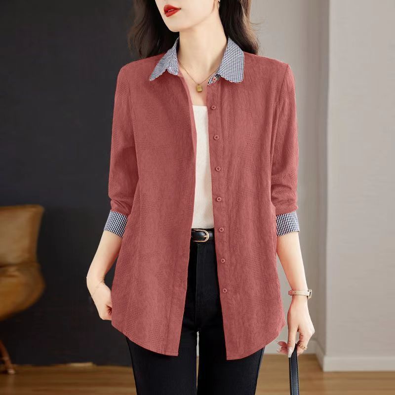 Spring Thin Long Sleeve Shirt Women Fashion Loose Fit Hong Kong Style Linen Blouse