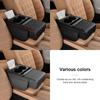 SEAMETAL 3 IN 1 Car Armrest Cushion Memory Foam Height Pad PU Leather Tissue Box with 2 Cup Holder