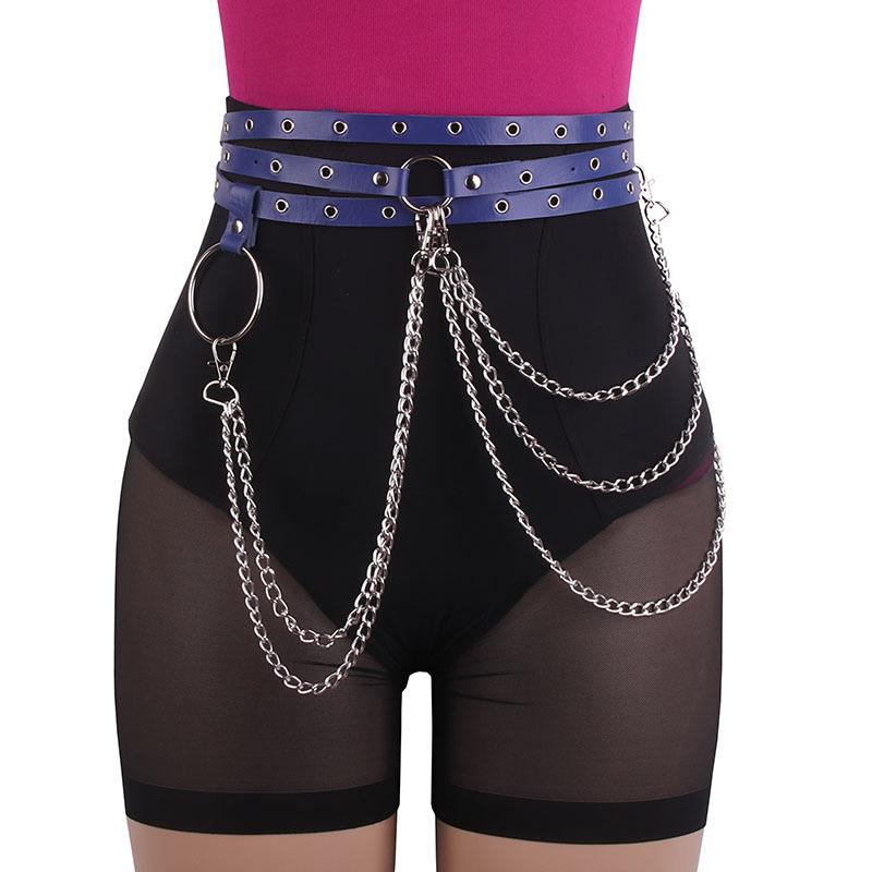 Punk Style Multi-circle Non-punching Belt, Belt, Women's Large Ring Tassel Multi-layer Metal Chain, Waist Chain